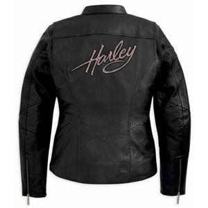 Harley Davidson Pink Label Embellished Bling Rhinestone Leather Jacket 98022